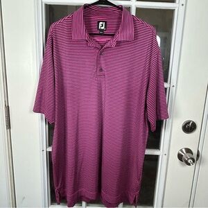 FootJoy Men's Polo Shirt in Pink and Black Stripes